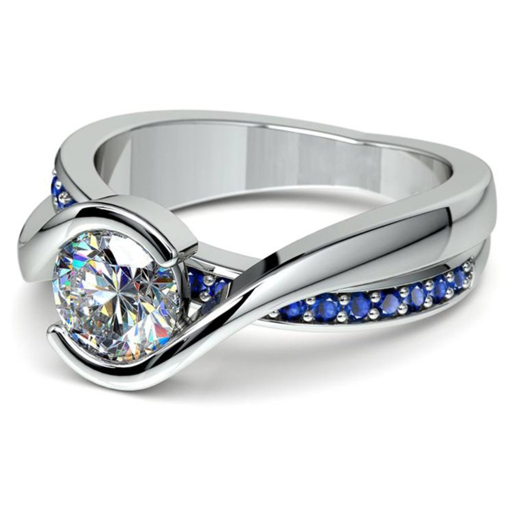 ❤️Royal Blue And White CZ Inlaid Glamorous Double-deck Ring, GPMB1451